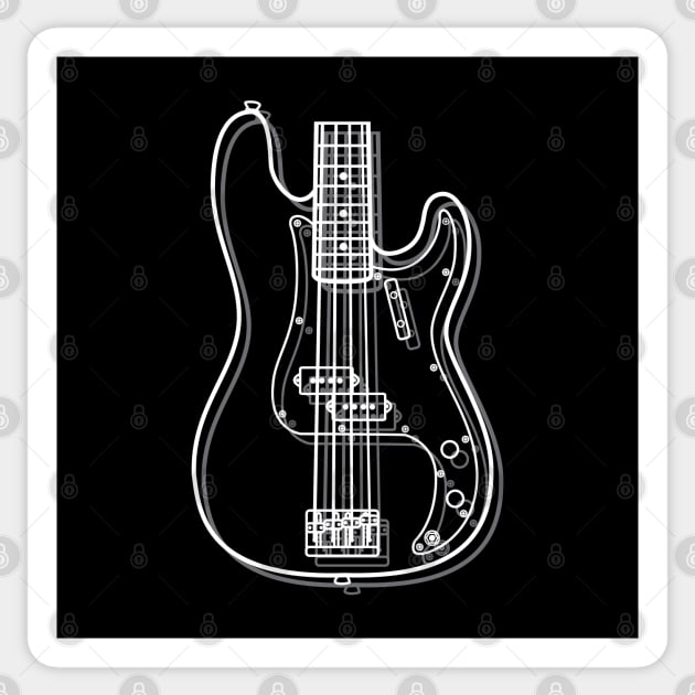 P-Style Bass Guitar Body Outline Dark Theme Sticker by nightsworthy